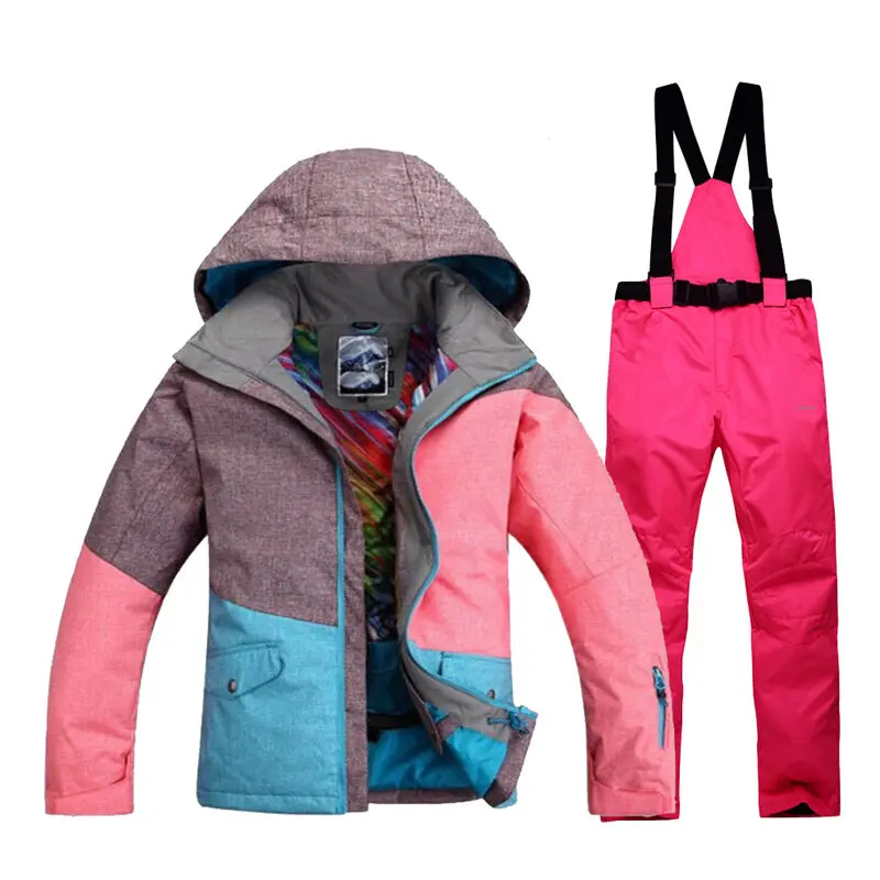 

female Snow suit sets Three Colorful High Quality girl Ski suit sets 10K Waterproof Windproof warm costume Snowboarding Clothing