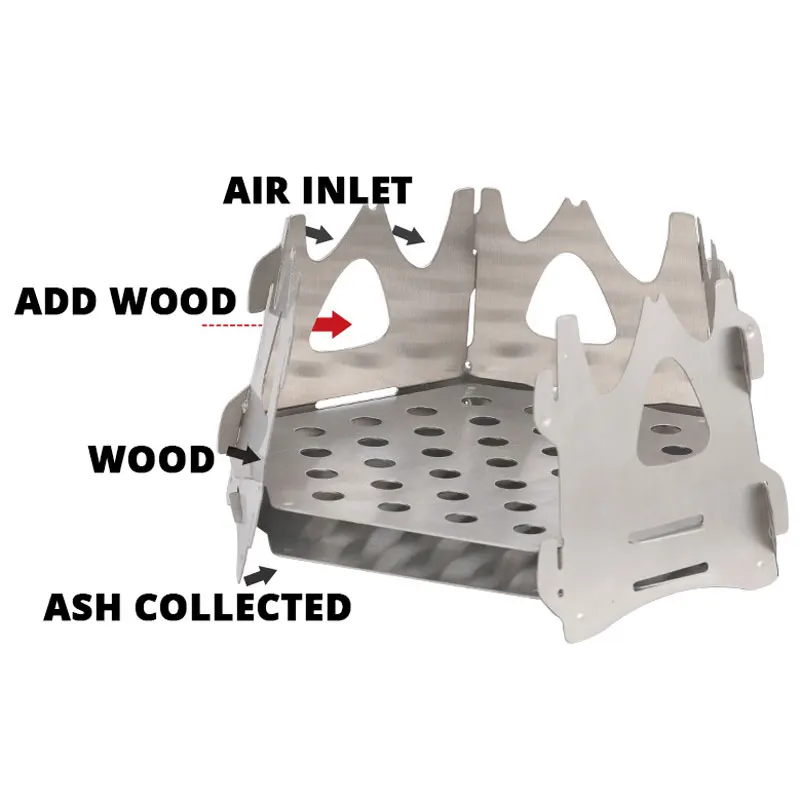 Портативный шестигранные дровяные печи складной легкий Кемпинг деревянная плита для приготовление пищи на пикнике на улице