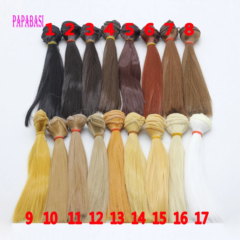 1pcs hair refires bjd hair 15cm 100CM black gold brown khaki white grey color short straight
