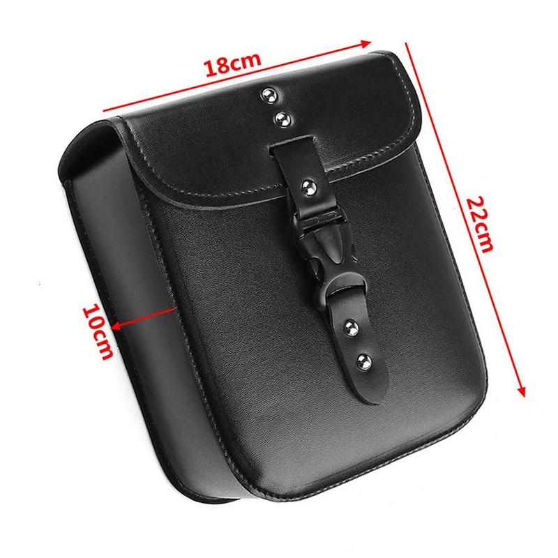 

1pc Black PU Leather Motorcycle Bag Saddle Storage Tool Bag Box Pouch Side Case