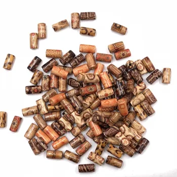 

100Pcs/Pack 12mm*6mm Randomly Mixed Barrel Pattern Wooden Beads Loose Spacer For Charm Bracelet Wholesale