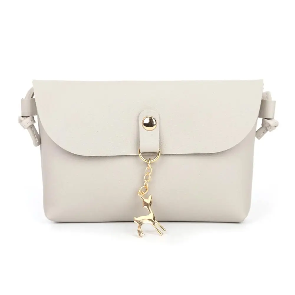 

Metal Fawn Deer Messenger Bags Pendant Retro Vintage Phone Fashionable Shoulder All-match Crossbody Leather Bag Purse Handbags