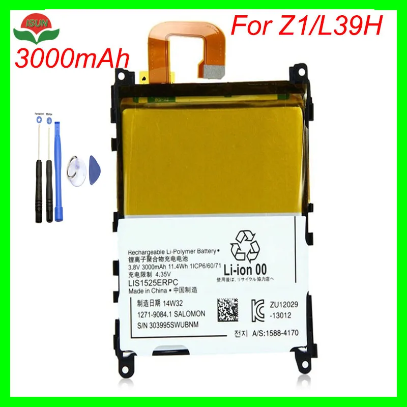 

ISUNOO LIS1525ERPC Real 3000mAh Battery For SONY Xperia Z1 L39H C6903 L39T L39U C6902 Battery Replacement With Tools