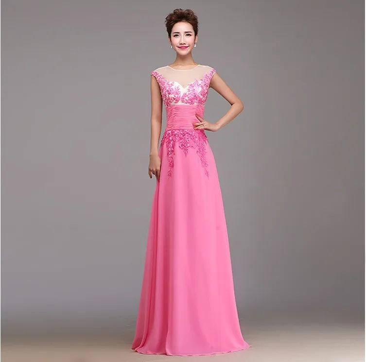 С О-образным вырезом выпускные Длинные платья для вечеринки вечернее платье для выпускного вечера; Robe de soiree vestido de casamento Longo com Renda TK384 - Цвет: Peach