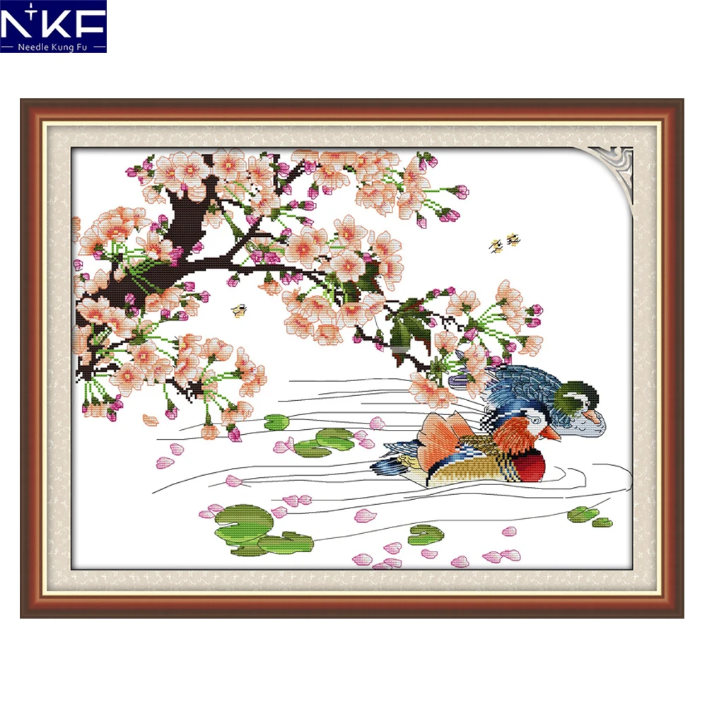 NKF Mandarin duck flower style needle craft counted free ...