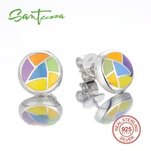 Pendientes de plata para Las Mujeres Del Arco Iris Del Esmalte Ronda Mujeres Pendientes plata de Ley 925 Pendientes de Plata de La Joyería de Fasion HECHO A MANO