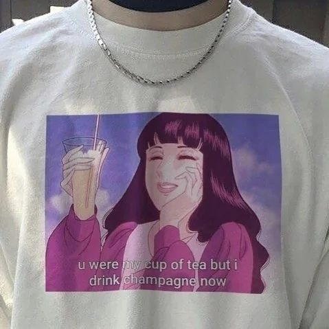 

kuakuayu XSX U Were My Cup of Tea but I Drink Champagne Now Printed T Shirt Women Funny Printing Tee Top Short Sleeve for Summer