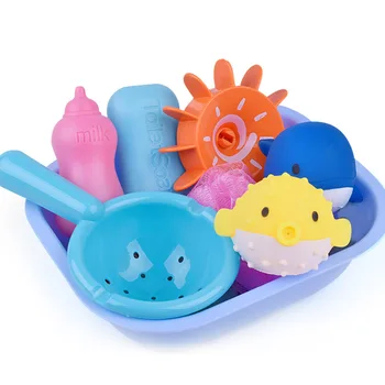 

2019 Hot Sales Bath Water Toys Cartoon Toys 8 Pcs Silicon Children Bathroom Shower Water Spray Toys Sprinkler