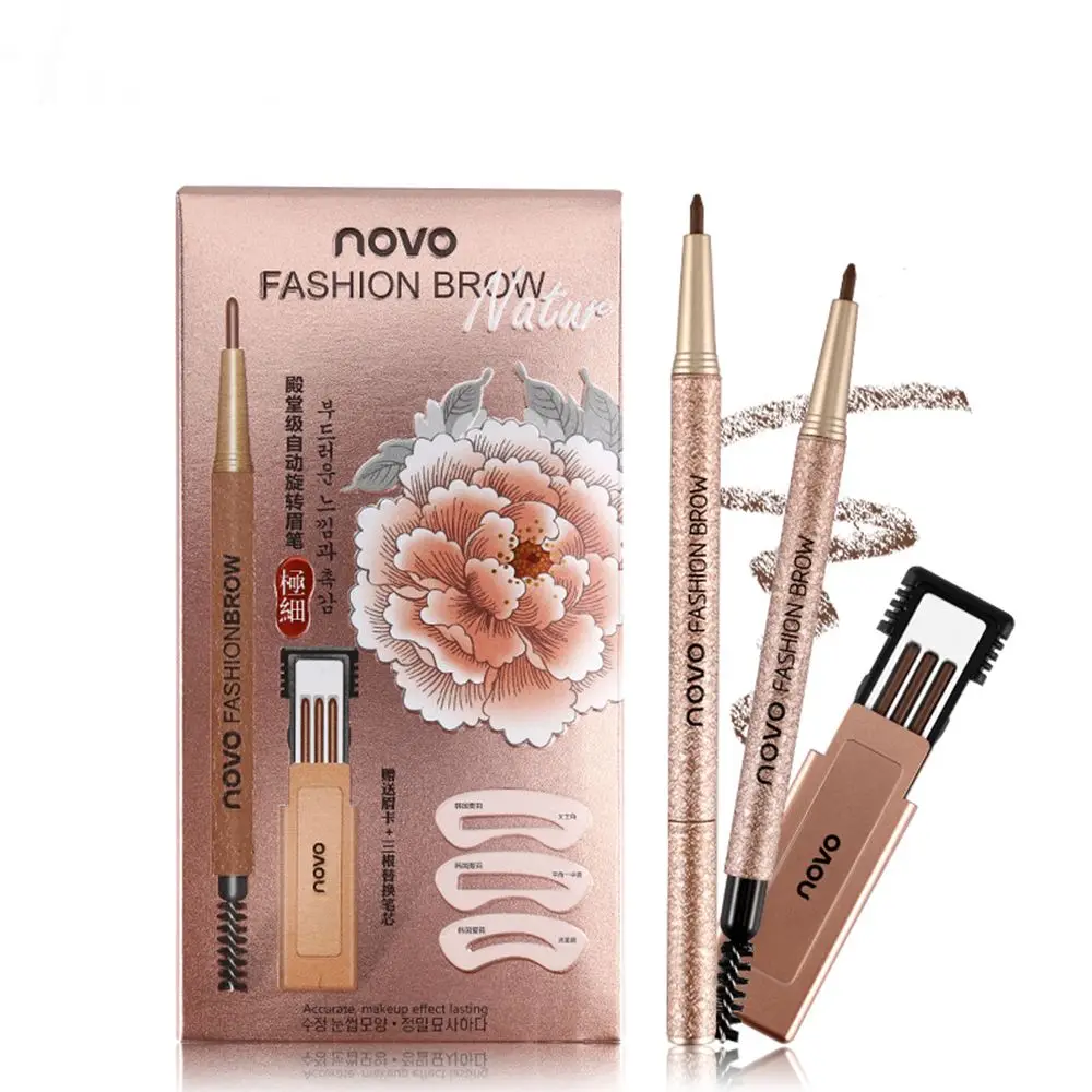 

1 Set=3pcs 4 Colors New Eyebrow Pencil Makeup Set With 3pcs pencil+3pcs Eye Brows Template Waterproof Long Lasting Make Up