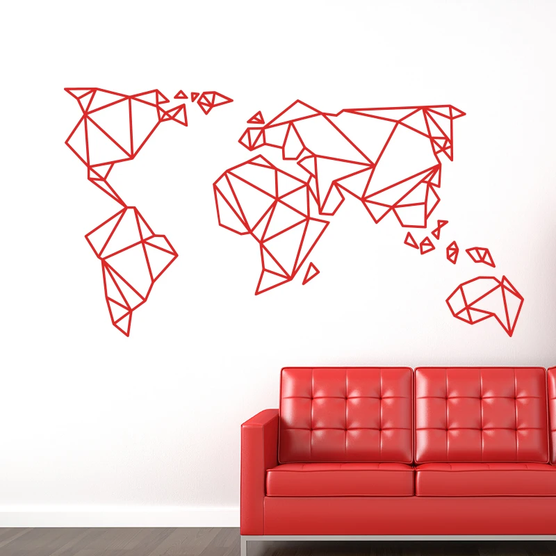 Оригами карта мира наклейки на стену домашний декор виниловая наклейка на стену креативный узор Съемная Фреска для гостиной