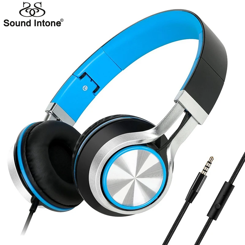 Sound Intone HD200 Wired Headphones with Microphone Lightweight Foldable Headphone Stereo Headsets for Computer PC MP3 Headphone