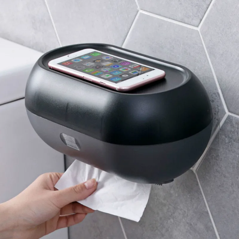 Toilet waterproof tissue box free punching bathroom roll tray bathroom paper towel toilet paper shelf toilet paper tray lw121953