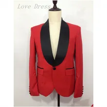 Heißer verkauf Red Maß Mann Blazer Männlichen Klage Schal Revers Hochzeit Anzüge Groomsmen Smoking