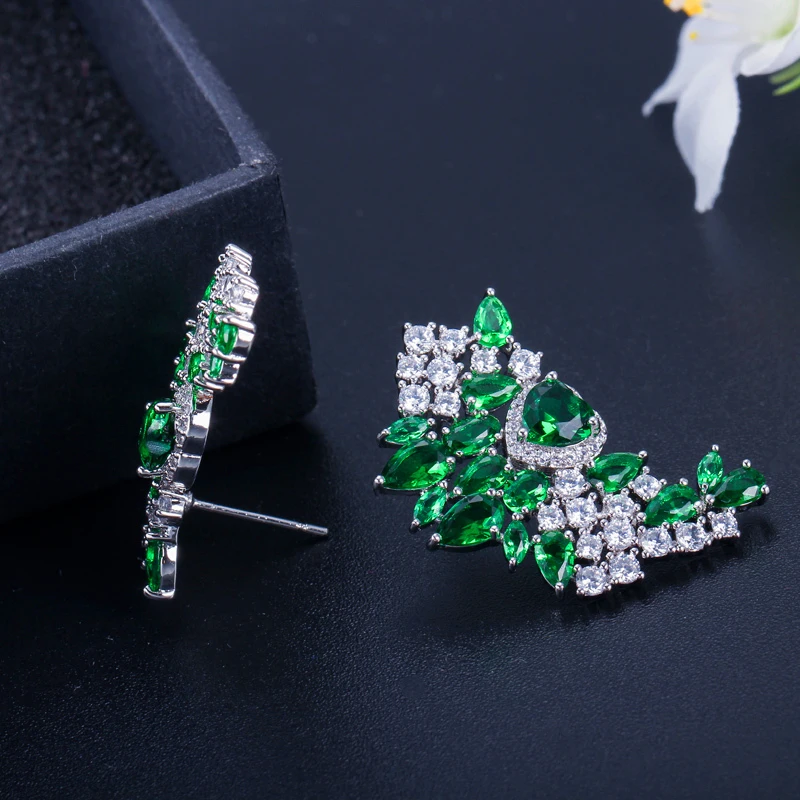 emerald stud earrings -ae225 2