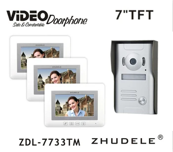 

ZHUDELE Doorbell Intercom System 7" Display Video Door Phone Touch button Kits Night Vision 700TVL HD Home House Security 1V3