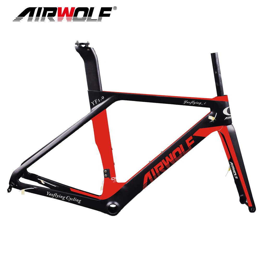 Cheap Airwolf carbon fiber bike frame size in 49/52/54/56cm Bicicleta Carbon Bike Frame disc road carbon frame 4