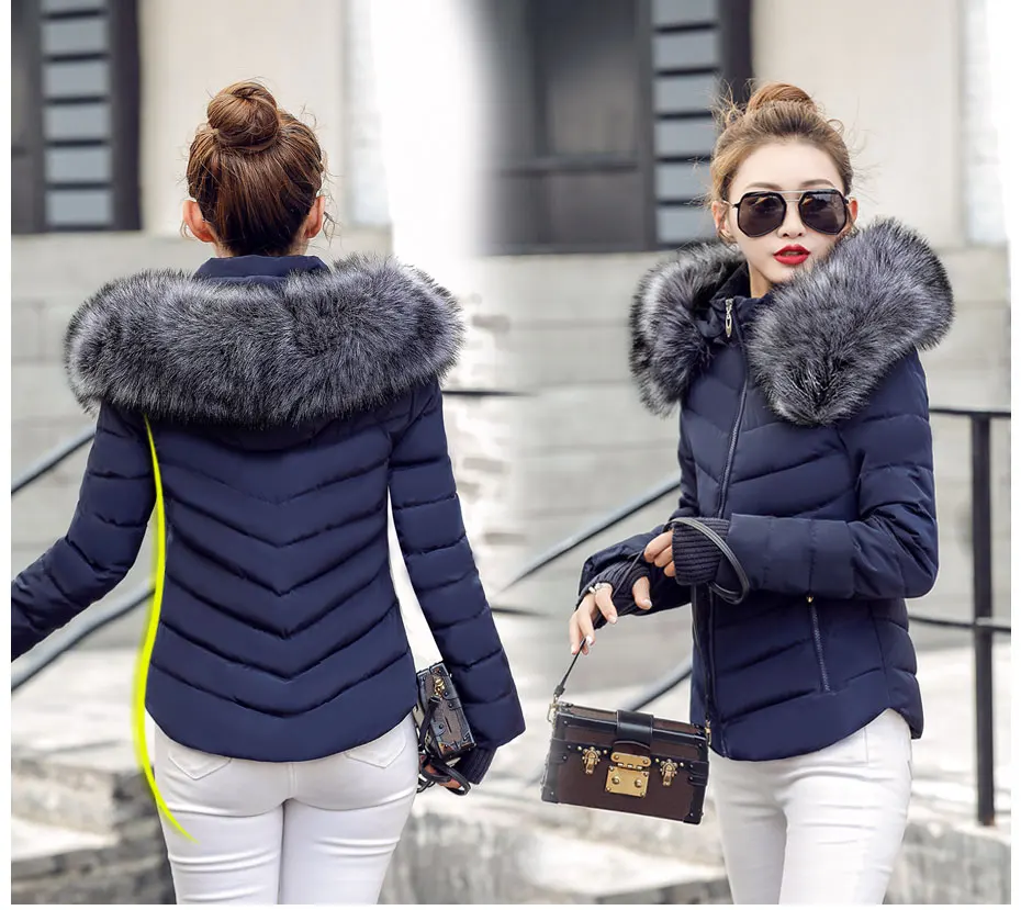 warmest winter coats for women Female Warm Winter Jacket 2020 Fashion Women Hooded Fur collar Down Cotton Coat Solid color Slim Large size Female Coat Leather Jackets