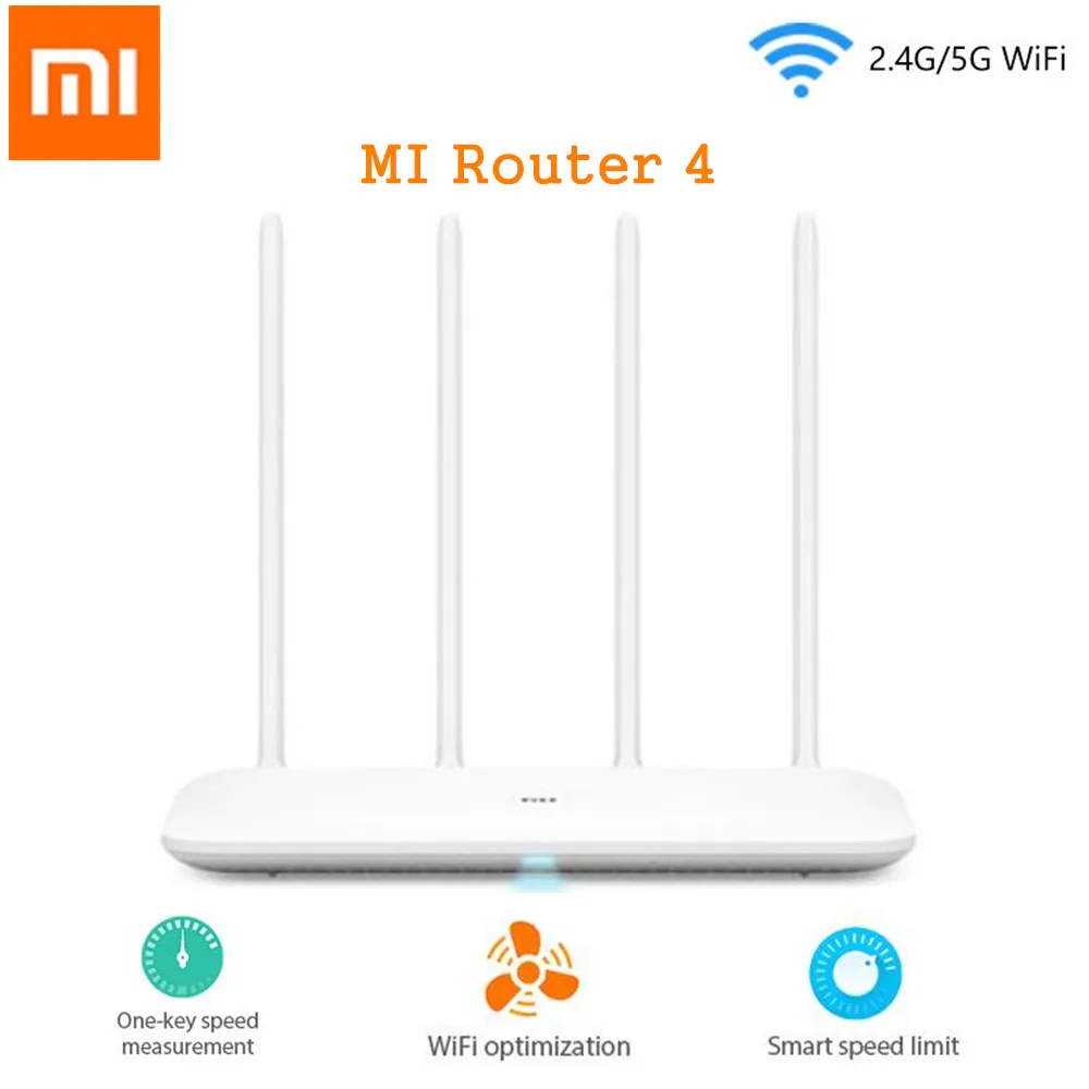 

Xiaomi Mi Router 4 Wireless WiFi Router 1167Mbps WiFi Repeater 2.4G 5GHz 128MB DDR3-1200 Dual Band Dual Core 880MHz APP Control