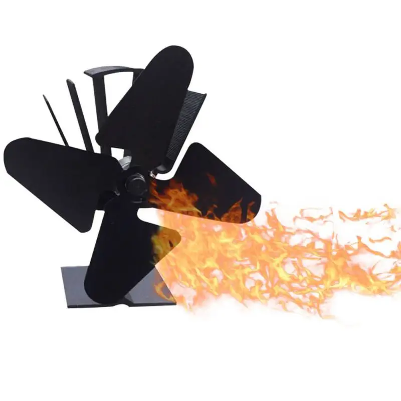 

Hot 4 Blades Fireplace Fan American Standard Socket High Efficiency Heat Distribution Quiet Decorative Fireplace