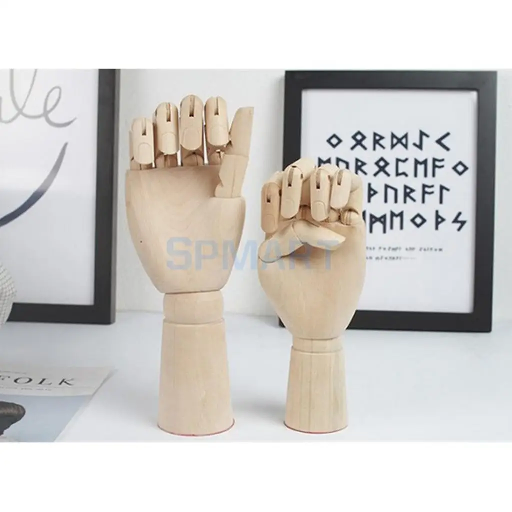 18cm Jointed Wooden Hand Mannequin Hand Artist Sketching Manikin Aid Jewelry Stand Watch Rack Window Display Photography Props