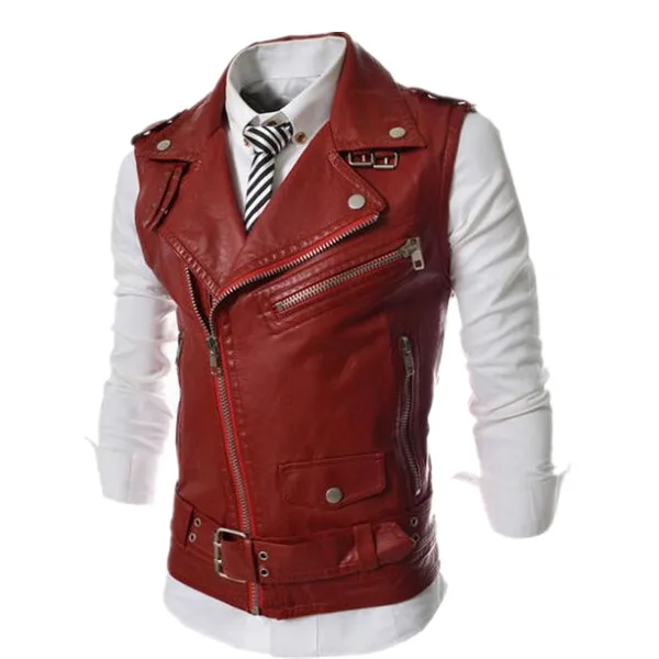 mens sleeveless leather jacket
