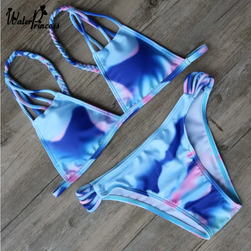 

2019 Sexy Bikini Set Women Swimsuit Triangle Low Waist trikini Ladies Bathing Suit Summer Styles Swimwear Print maillot de bain
