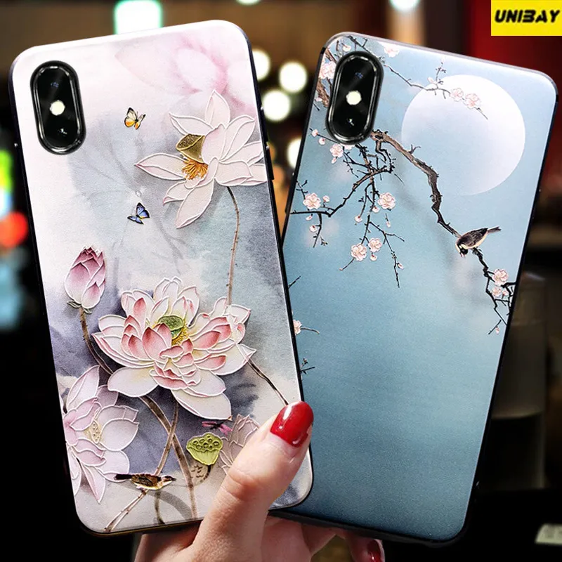Матовый чехол для iPhone XS с 3d цветами лотоса iphone xs мягкий силиконовый из ТПУ