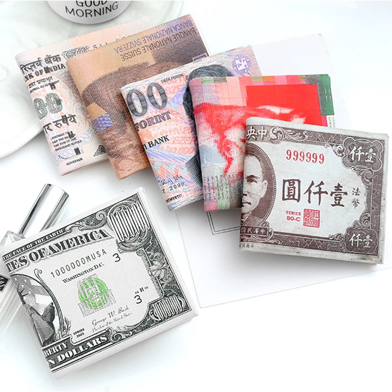 

Fashion Money Printing Pattern Wallet Zipper Wallet Storage Package Dollar Sterling Euro Ruble Shape Compartment Coin Purse