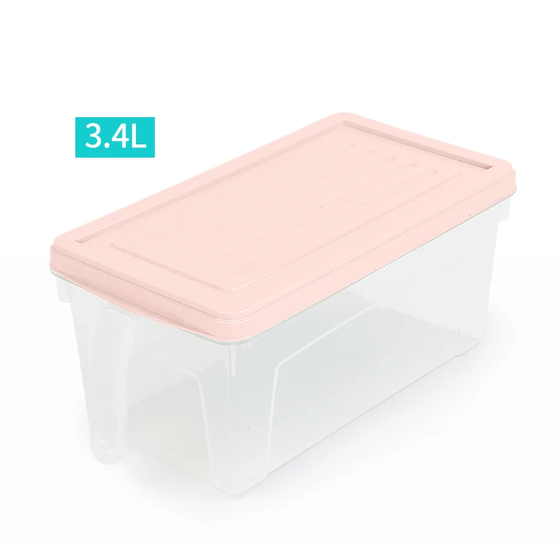 BNBS 1 шт. прозрачные кухонные пищевые ящики для хранения контейнеров холодильники Сортировка еда свежесть коробка для хранения Органайзер с ручкой - Цвет: Pink-3.4L