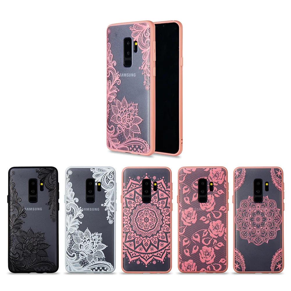 

Case For Samsung Galaxy S9 Plus Case Silicone Cover Mandala Lace Flower Fundas Case For Samsung S9 Plus Pink Phone Cases Coque