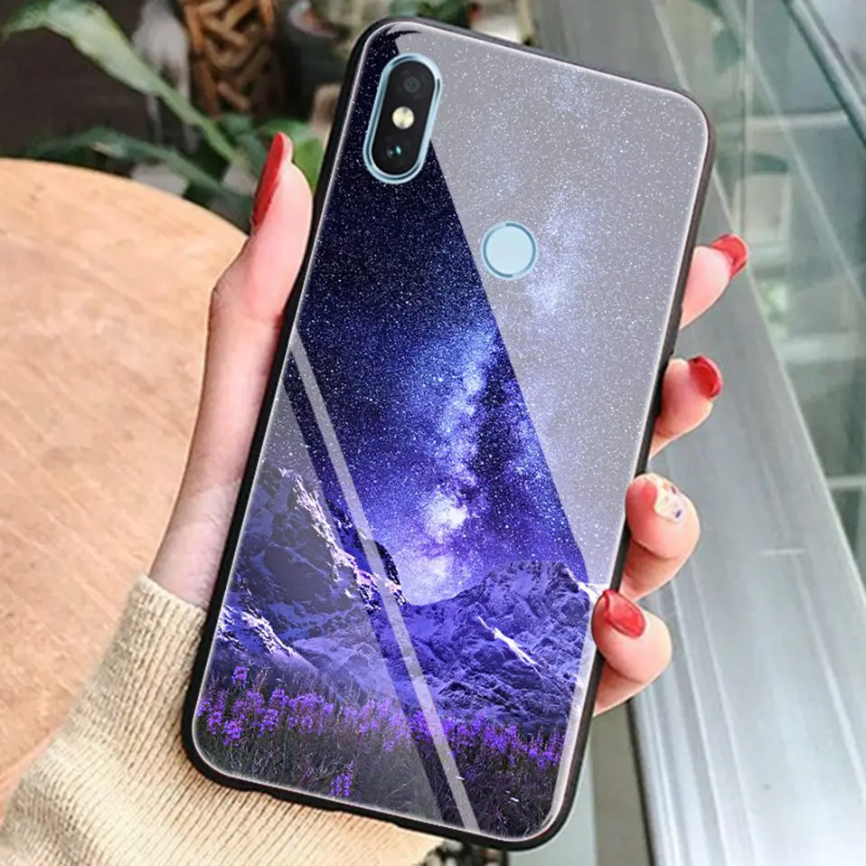 Stars Glass Case For Xiaomi Redmi Note 5 Pro 4X Coque Silicone Luxury Case For Xiaomi Mi A1 A2 Lite Redmi 6A 6 Pro 5 Plus Cover  (18)