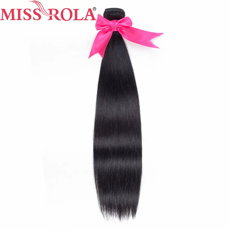 Miss Rola Brazilian Hair Weave Bundles 100% Human Hair Remy Straight Hair Extensions Natural Color 3 Bundles With Closure