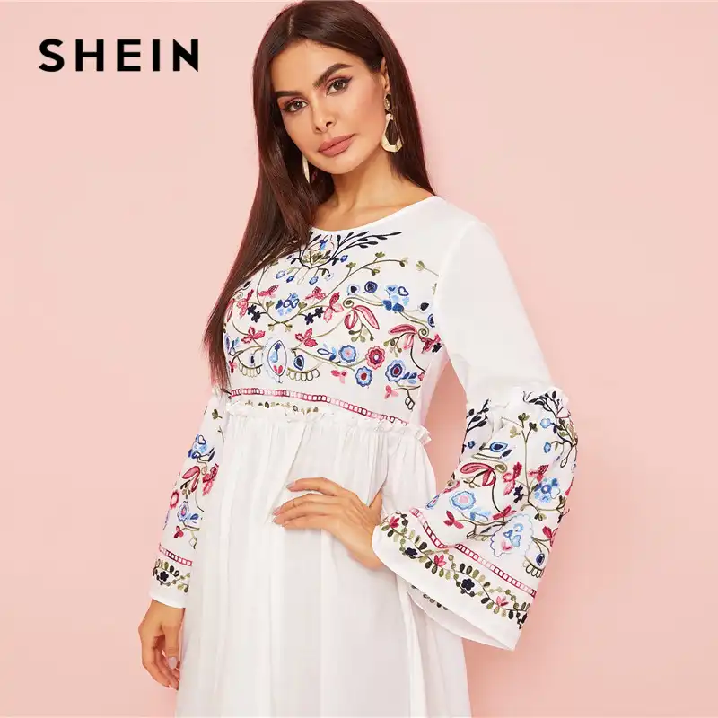 shein flower embroidered dress