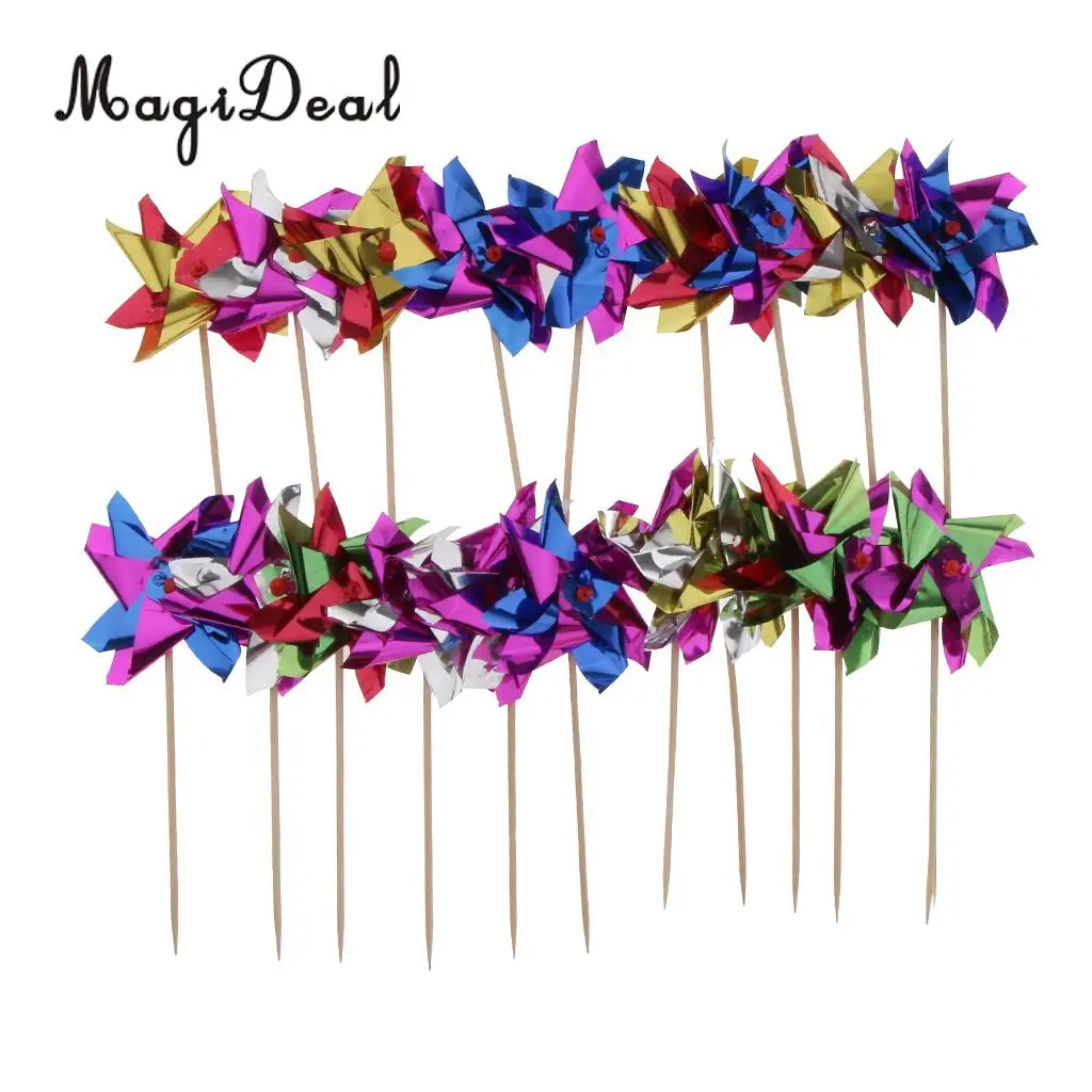 

Pack of 50pcs Colorful Foil Windmill Fruit Sticks Food Sticks Cocktail Party Decor