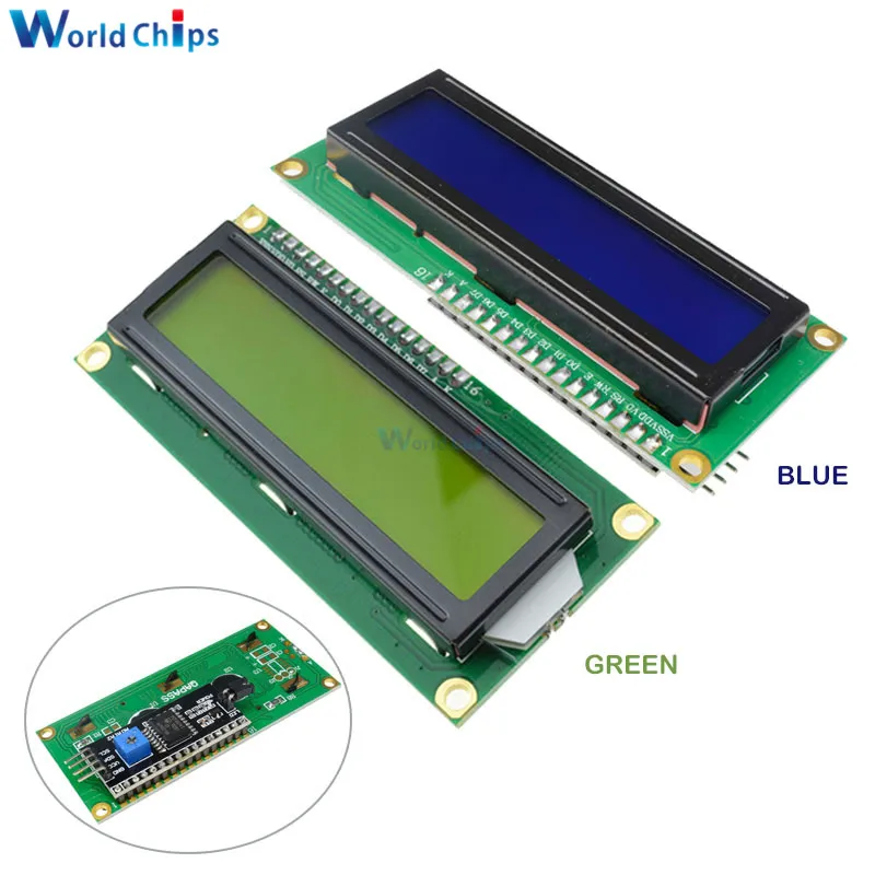 ЖК-дисплей 1602 1602 Модуль ЖКД синий/желто-зеленый экран 16x2 символьный светодиодный дисплей PCF8574T PCF8574 IIC I2C Интерфейс 5 V для arduino