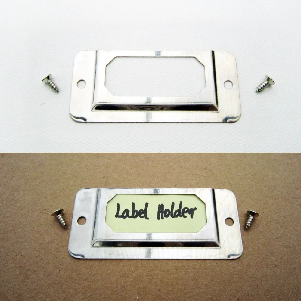 25Pcs Silvery Metal Label Pull Frame Handle File Name Card Holder For