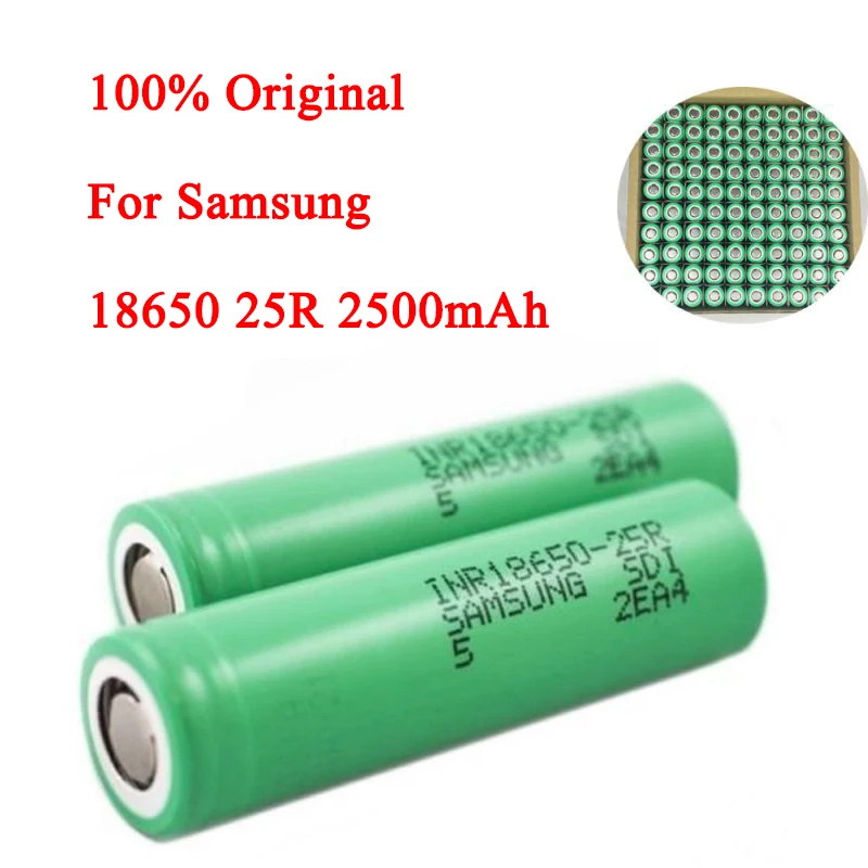 100% Оригинальная 18650 батарея 2500mAh 3 7 V для samsung INR18650-25R 20A Выделенные батареи