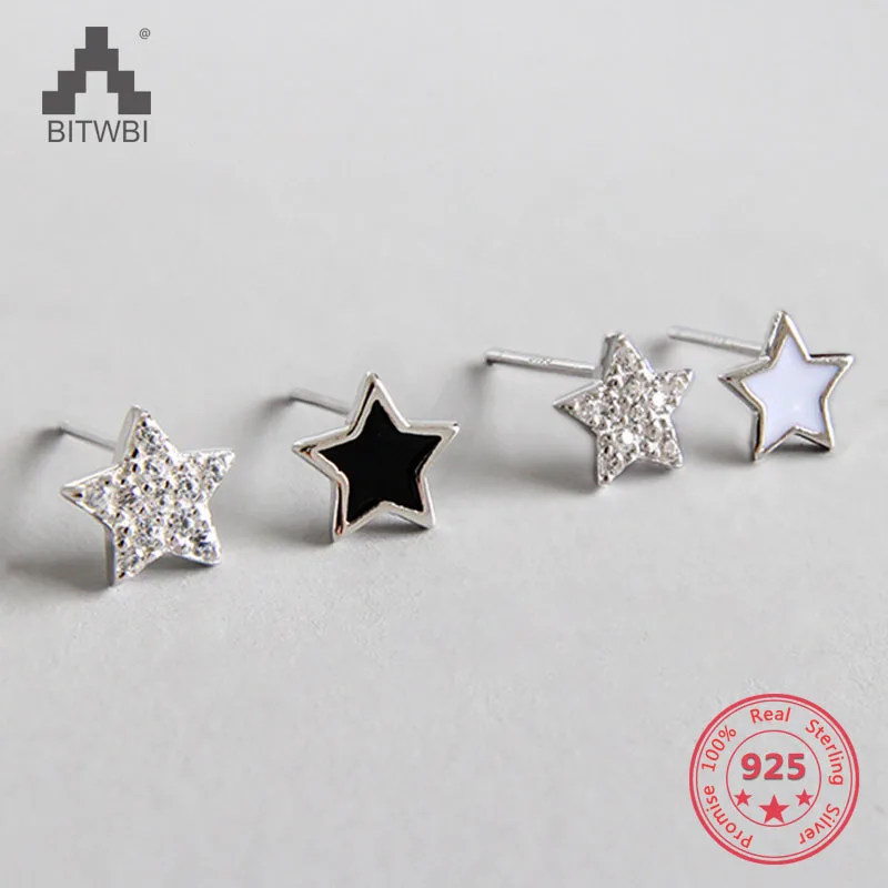 

Pure 925 Sterling Silver Earrings Zircon Star Stud Earring for Women Wedding Party 2018 New Jewelry