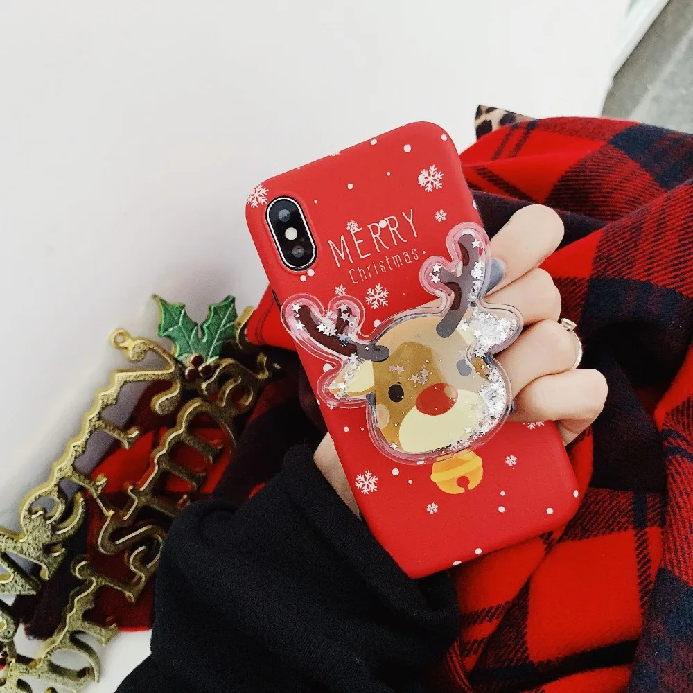 Aoweziic Christmas elk snow white bear for iPhoneXs Max XR phone case 7 8 6S plus Cover soft shell