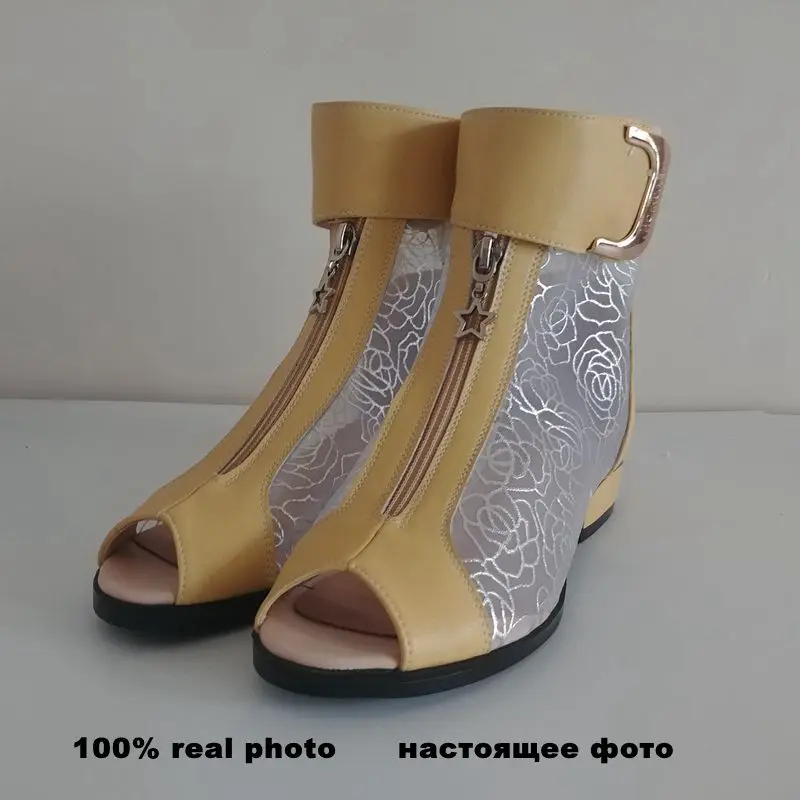 Белые летние элегантные полусапожки ASILETO с вырезами женские сетчатые Цветочные