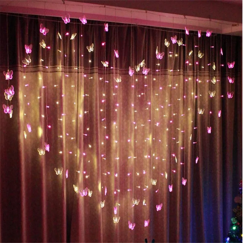 2 M * 1,5 m novedad mariposa LED cadena Luces cortina boda Hotel San Valentín vacaciones Luces hogar y jardín 2 M * 1,5 m novedad mariposa LED cadena Luces cortina boda Hotel San Valentín vacaciones Luces hogar y jardín