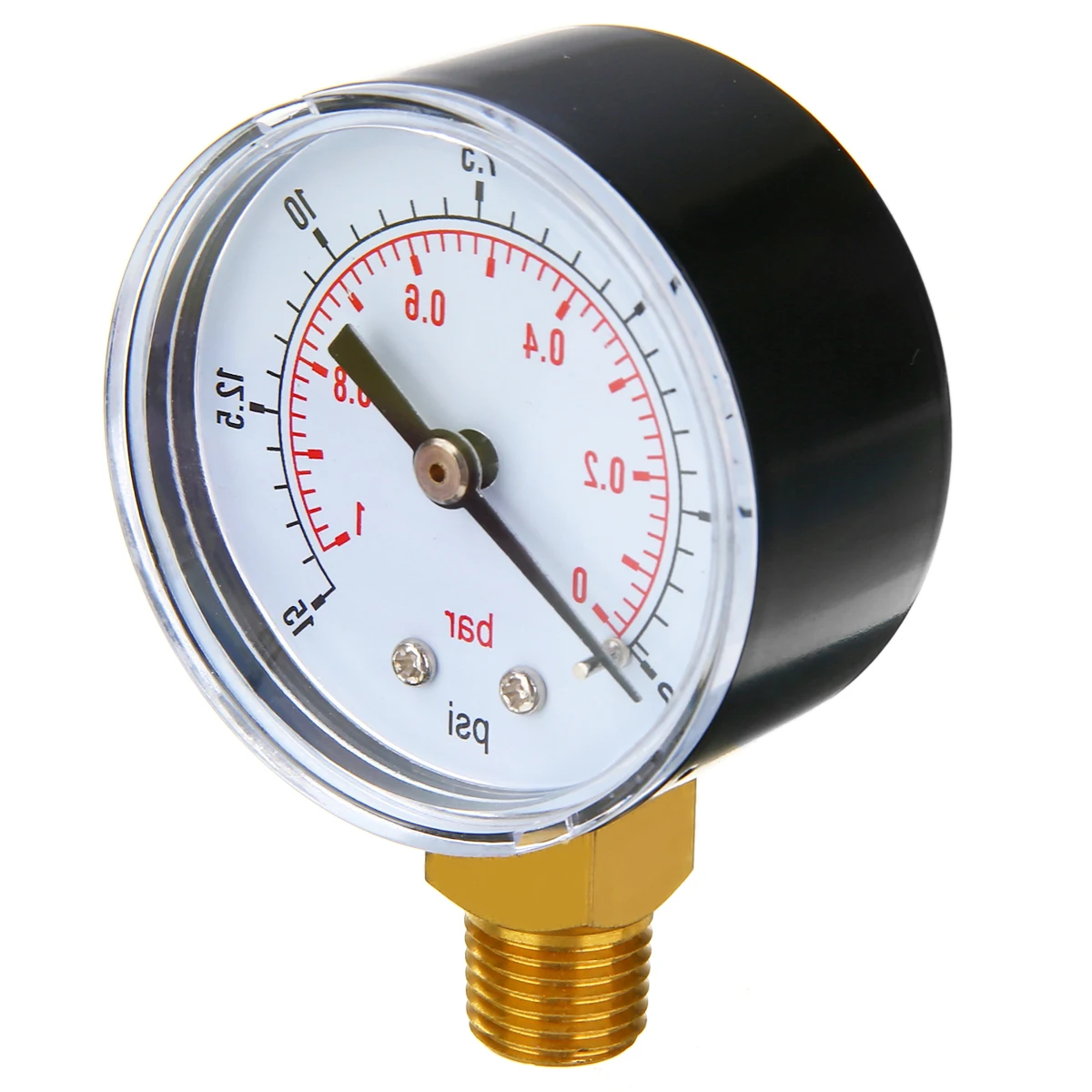 1/4 BSPT Low Pressure Gauge 50mm 0-15 PSI 0-1 Bar Pratical For Fuel Air Oil Gas Water