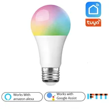 Wifi умная лампа 10 Вт E27 с регулируемой яркостью беспроводной пульт дистанционного управления RGBW светодиодный Голосовое управление от Alexa Google Assistant Tuya Smart Life APP