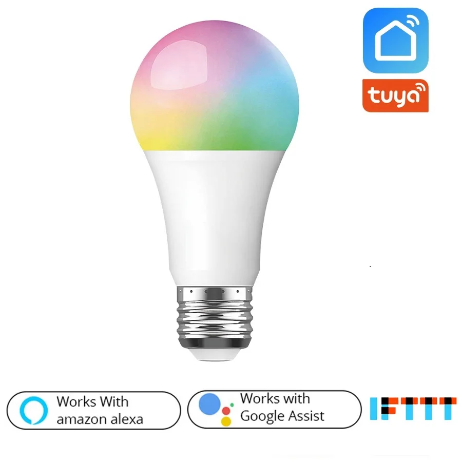 

Wifi Smart Bulb Lamp 10W E27 Dimmable Wireless Remote RGBW LED Bulb Voice Control By Alexa Google Assistant Tuya Smart Life APP