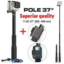 GoPro 37 “pulgadas Extensible Handheld Monopod Poste Telescópico POV + Wifi Remoto Titular clip para go pro hero 4 3 + 3 2 sj4000 sj6000