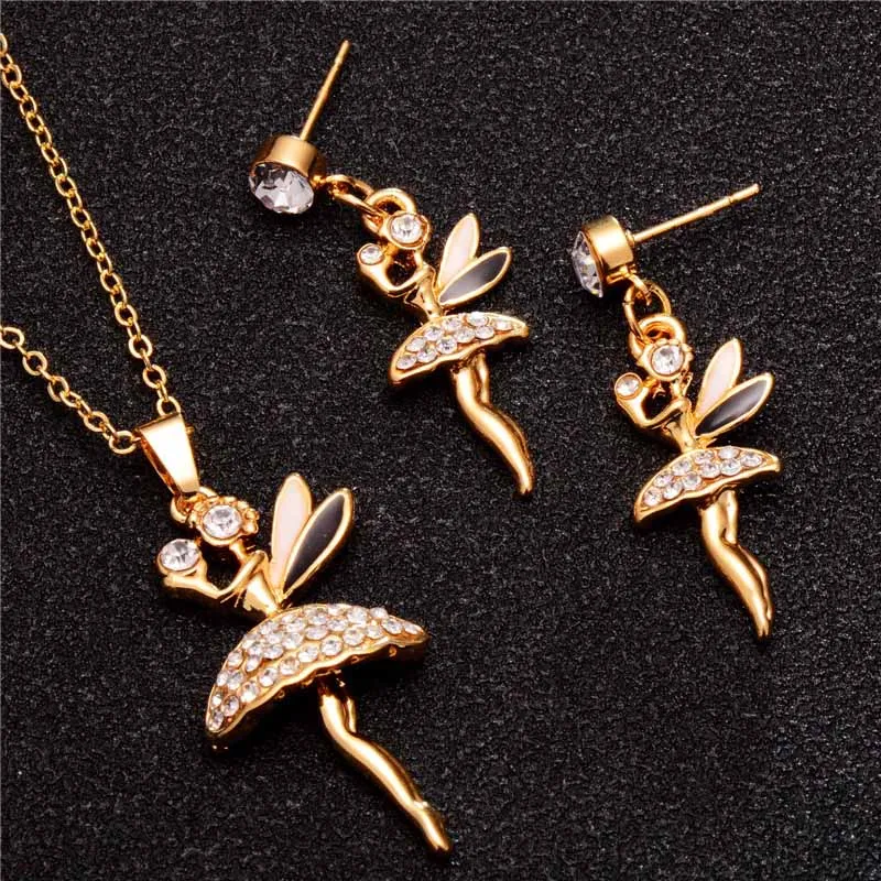 

H:HYDE Enamel Jewelry Dance Ballet Girl Fairy Angel Necklace Chain CZ Zircon Maxi Statement Collar Necklace Wedding Jewelry