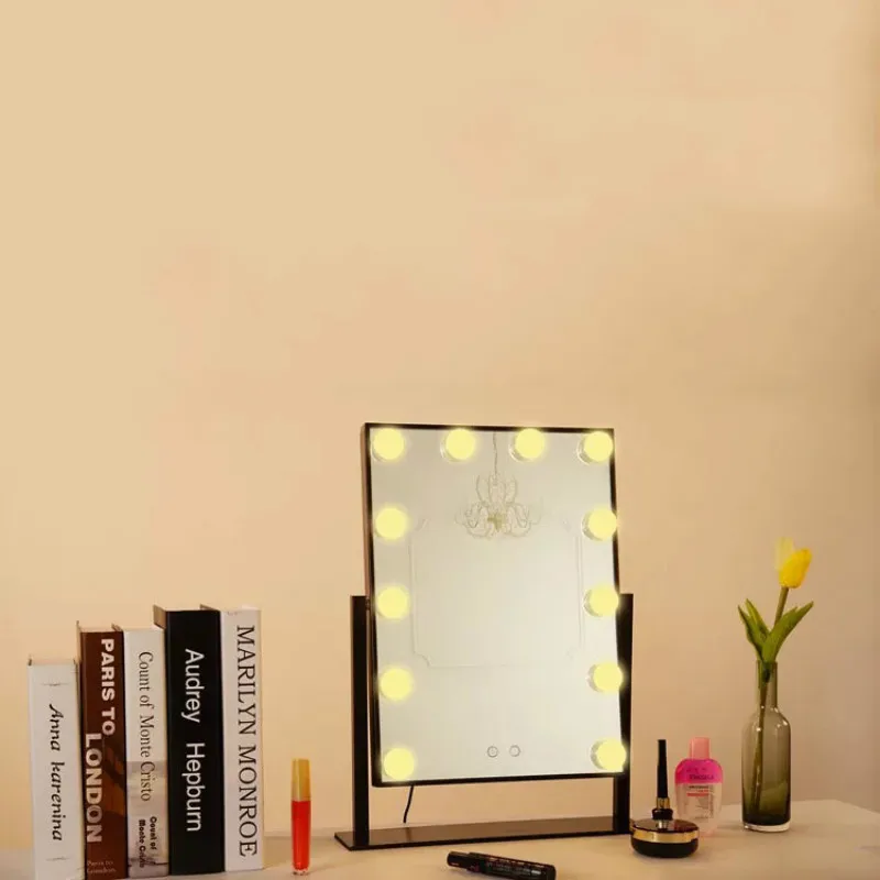 Светодиодный 12 ламповый зеркальный портативный зеркальный косметический светильник 3 цвета зеркало для макияжа Регулируемый сенсорный экран