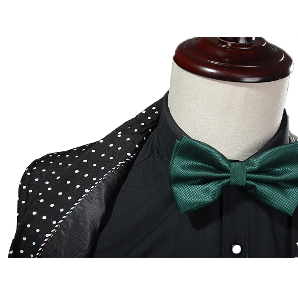 YUNCLOS Jacquard Polka Dot Men Suit 3 Pieces Tuxedo Grooms Wedding Suits For Men Vintage Wedding Party Dress