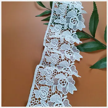 

Embroidered Floral Lace Trims Water Soluble Flower Ribbon LACE Fabric Appliques DIY Sewing Garments Accessories