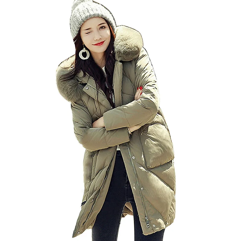 Women Winter New Down Jacket Hooded Parka White Duck Down